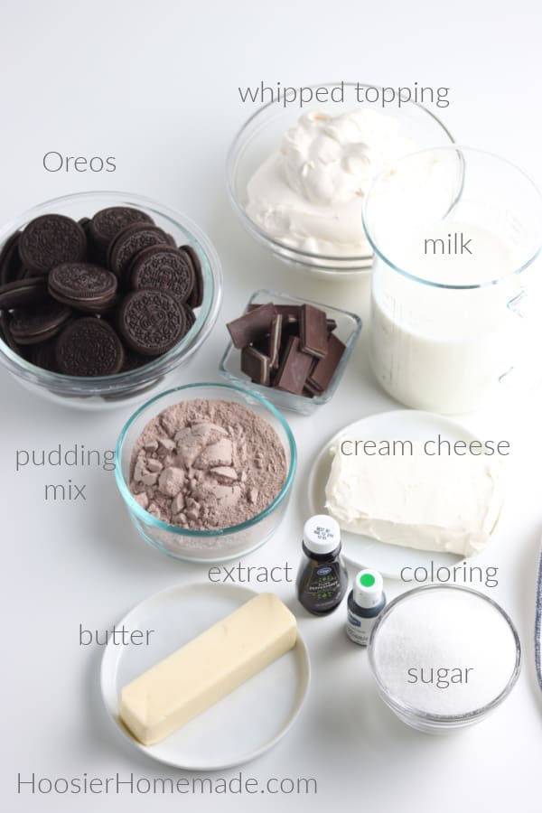 ingredients to make mint chocolate lasagna