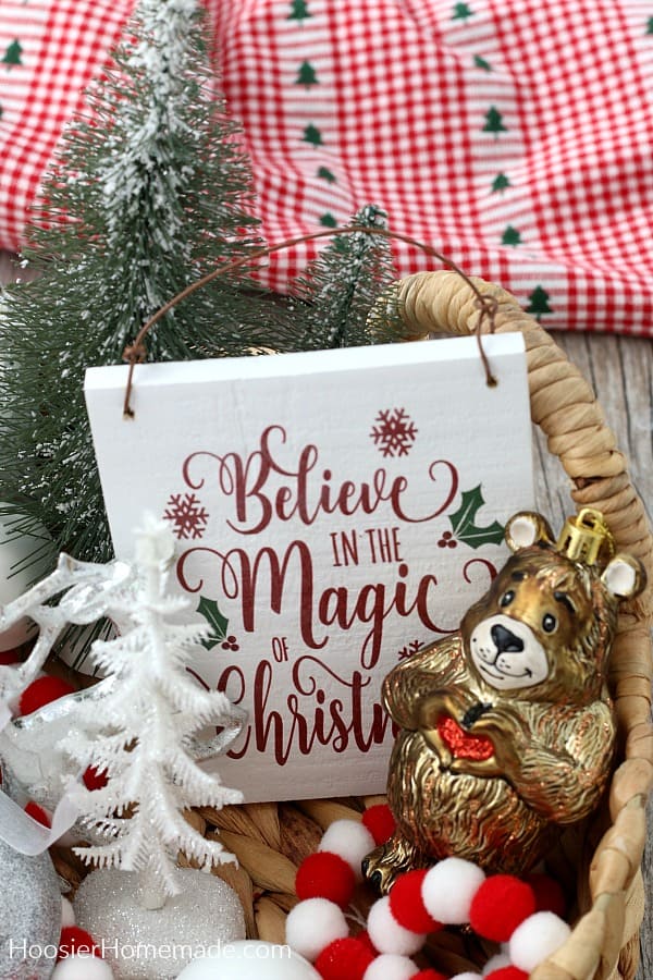 Gift Basket with Christmas ornaments