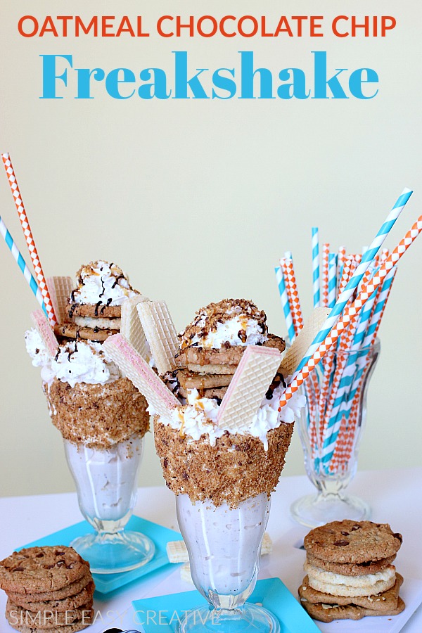 Easy to make Freakshake with Oatmeal Chocolate Chip Cookies