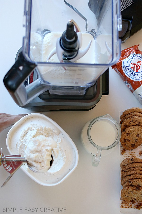 Add ice cream to blender for milkshake