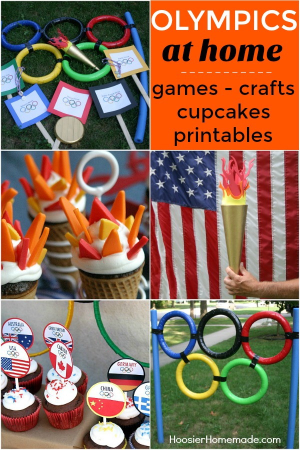OLYMPICS AT HOME IDEAS -- Celebrate the Olympics with these FUN Games, Crafts, Cupcakes, Printables and more!! 