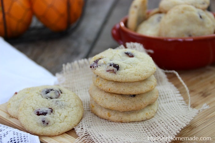 Orange Cranberry Cookies on wood