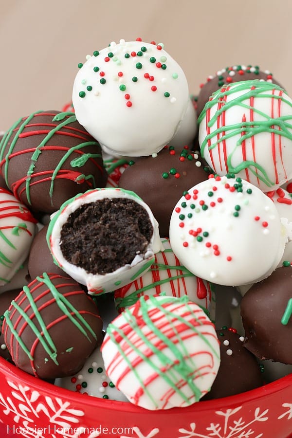 Oreo Balls decorated for Christmas