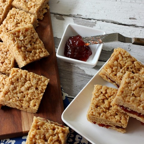 Peanut Butter and Jelly Krispie Treats