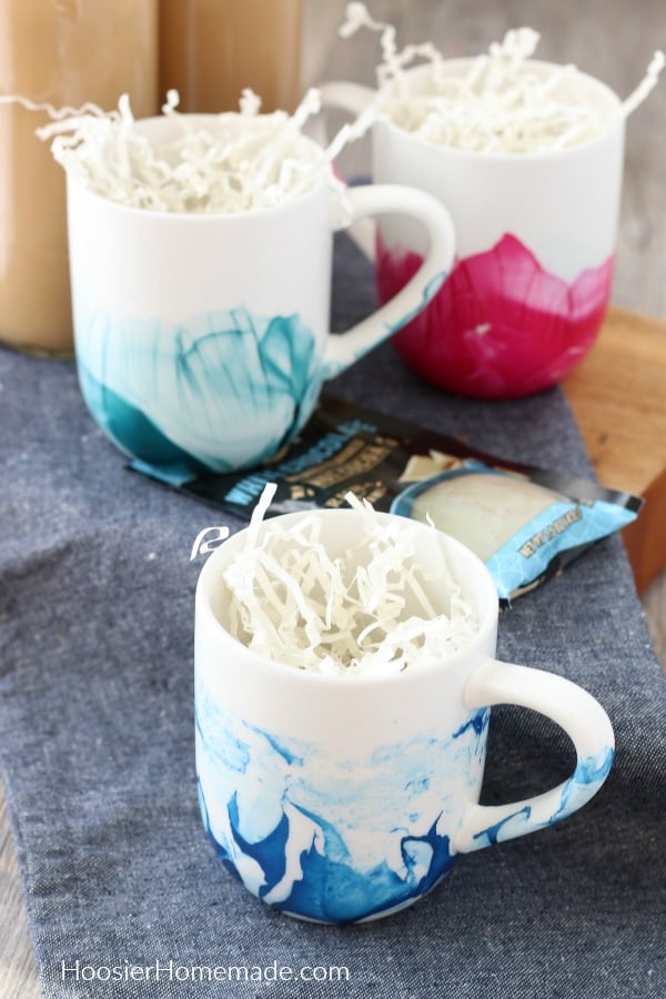 Nail Polish Mugs with blue, green and red