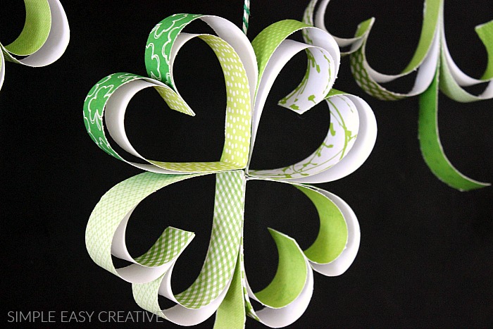 Hang the paper shamrocks with twine