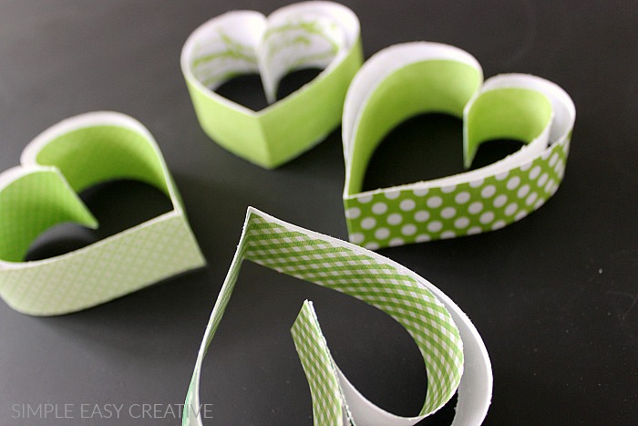 Paper hearts with inside strips