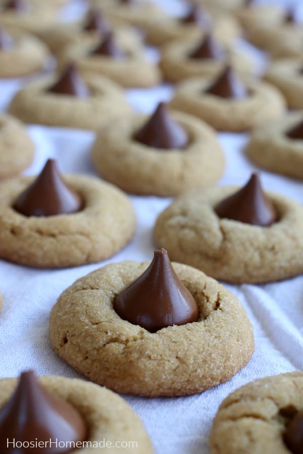 Peanut Butter Blossoms on white towel