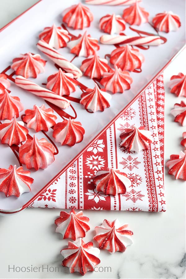 white and red meringue cookies