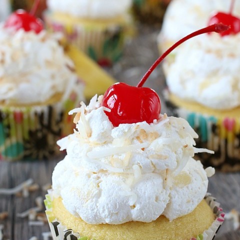 Pina Colada Cupcakes from a Cake Mix