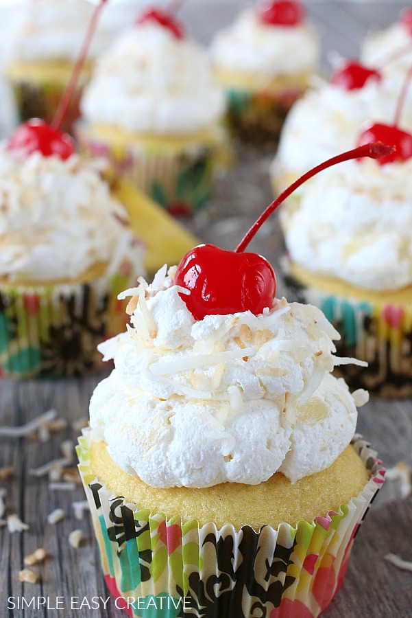 Pina Colada Cupcakes from a Cake Mix