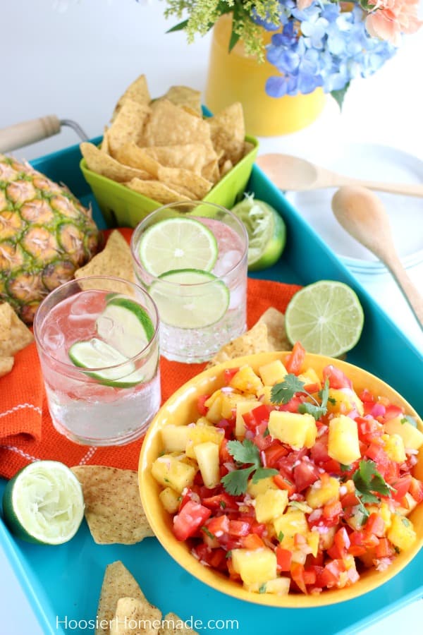 Pineapple Salsa served with tortilla chips