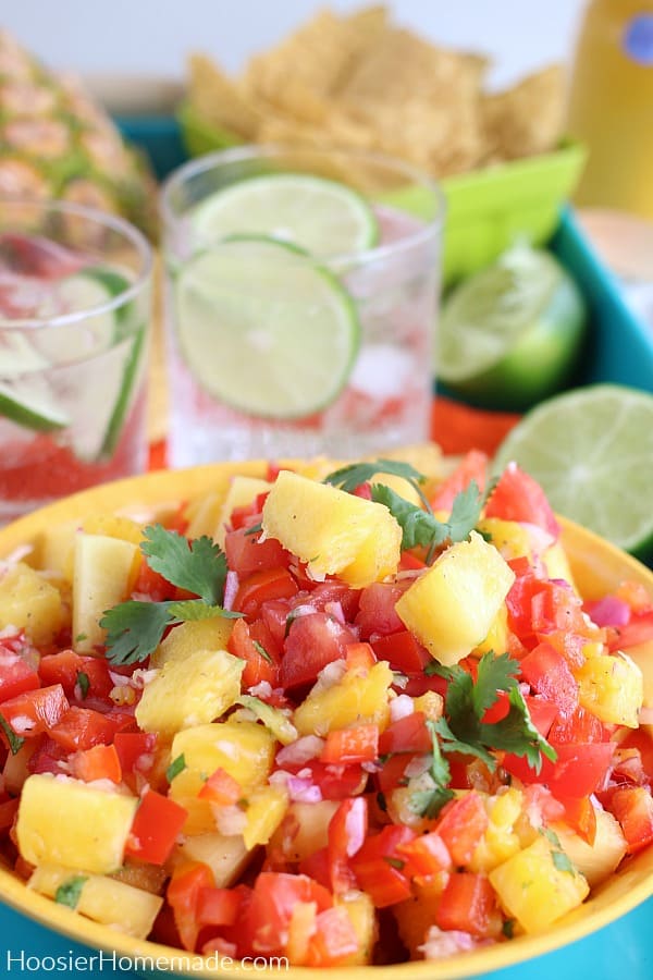 Pineapple Salsa in yellow bowl