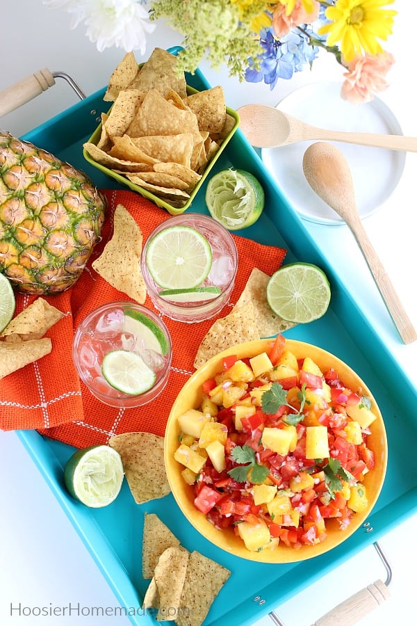 Pineapple Salsa served on a tray