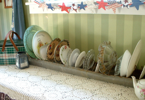 Decorating with an Antique Galvanized Chicken Feeder and a Summer Dining Room