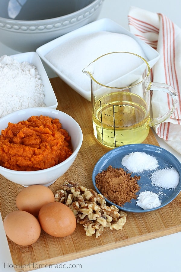 Ingredients to make Pumpkin Bread