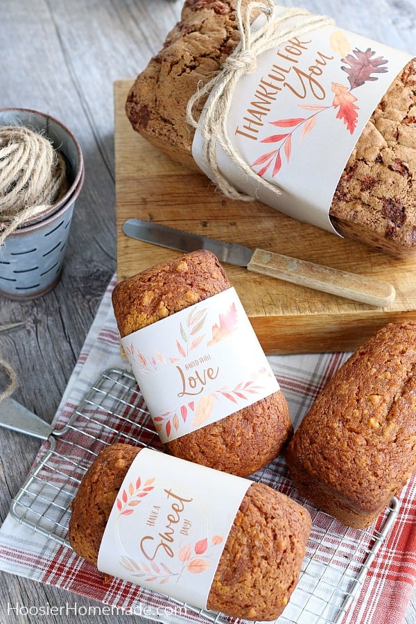 Pumpkin Bread wrapped for gifts