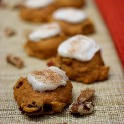 Pumpkin Cranberry Cookies with Maple Frosting