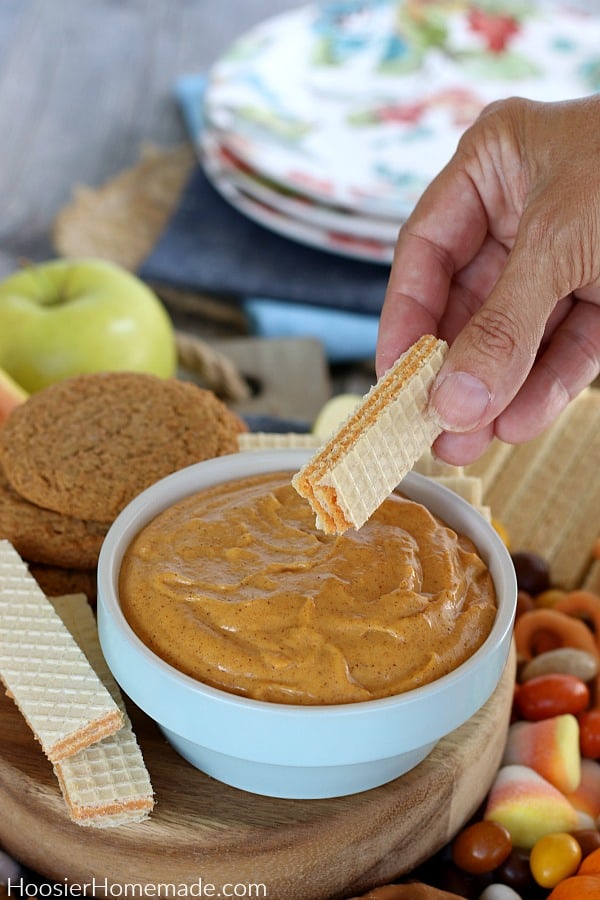 Wafer cookie dipped in Pumpkin Dip