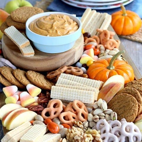 Pumpkin Dip in bowl with dessert tray