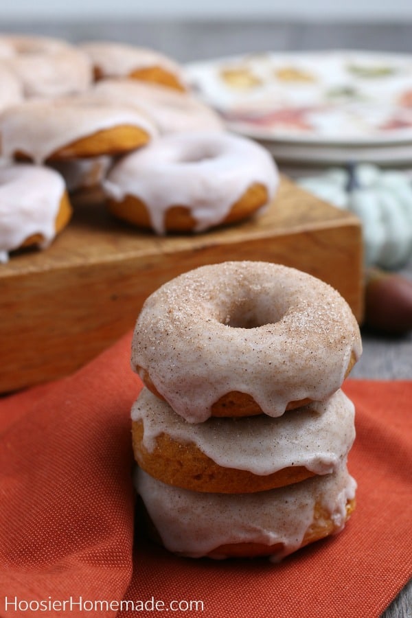 pumpkin donuts on orange napkin 