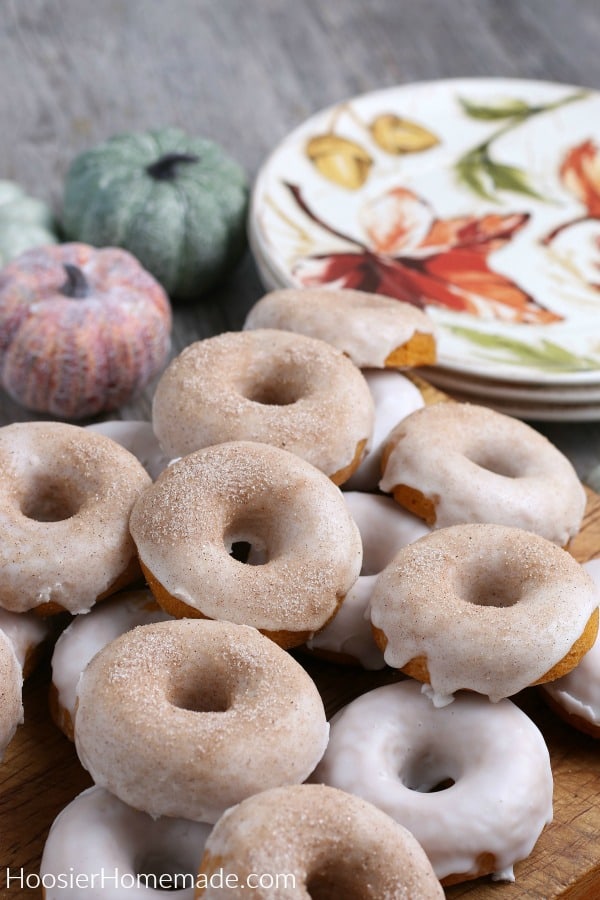pumpkin donuts with icing and sugar