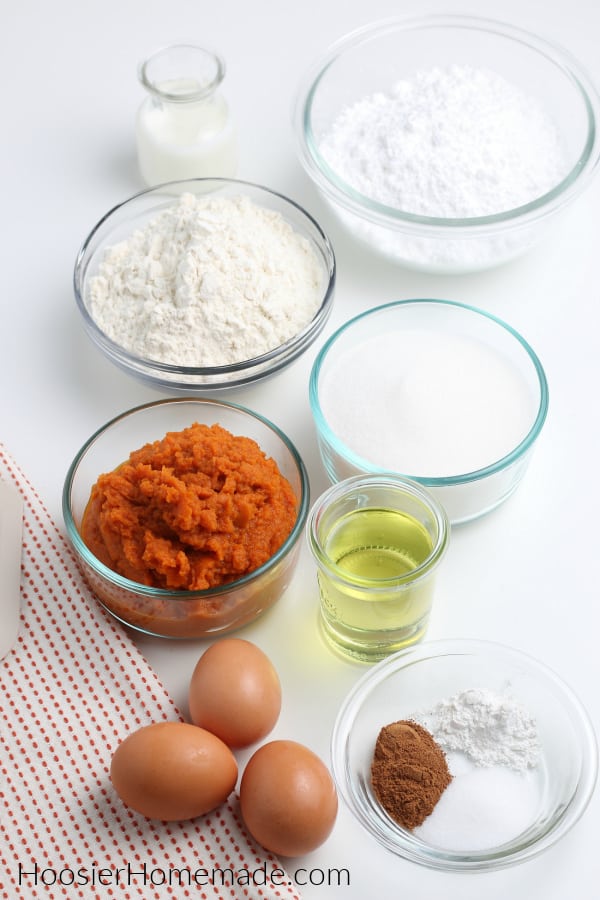 ingredients to make pumpkin donuts