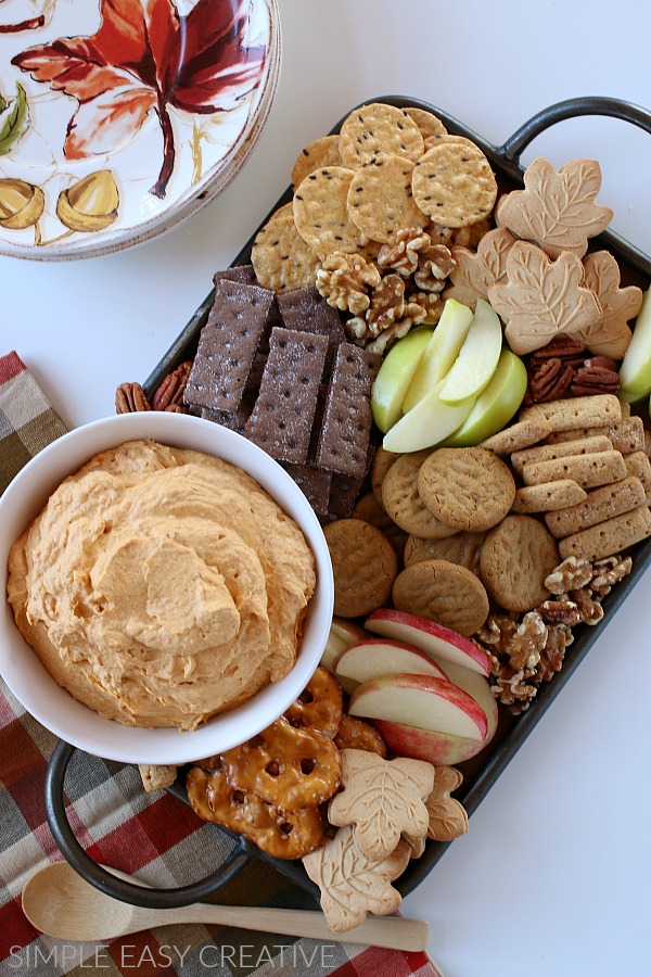 Fall Charcuterie Board with Pumpkin Fluff Dip