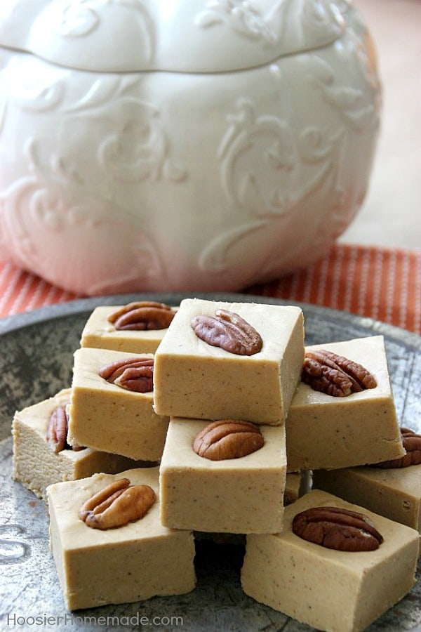 Pumpkin Fudge with pecan on top