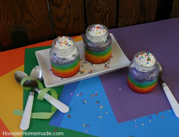 Rainbow Cupcakes in a Jar for a Baby Shower