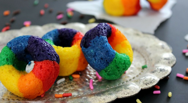 Mini Rainbow Doughnuts