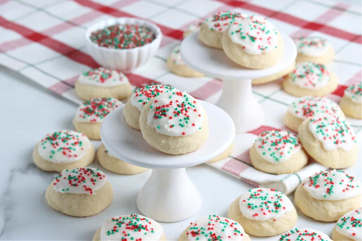 ricotta cookies with red and green sprinkles