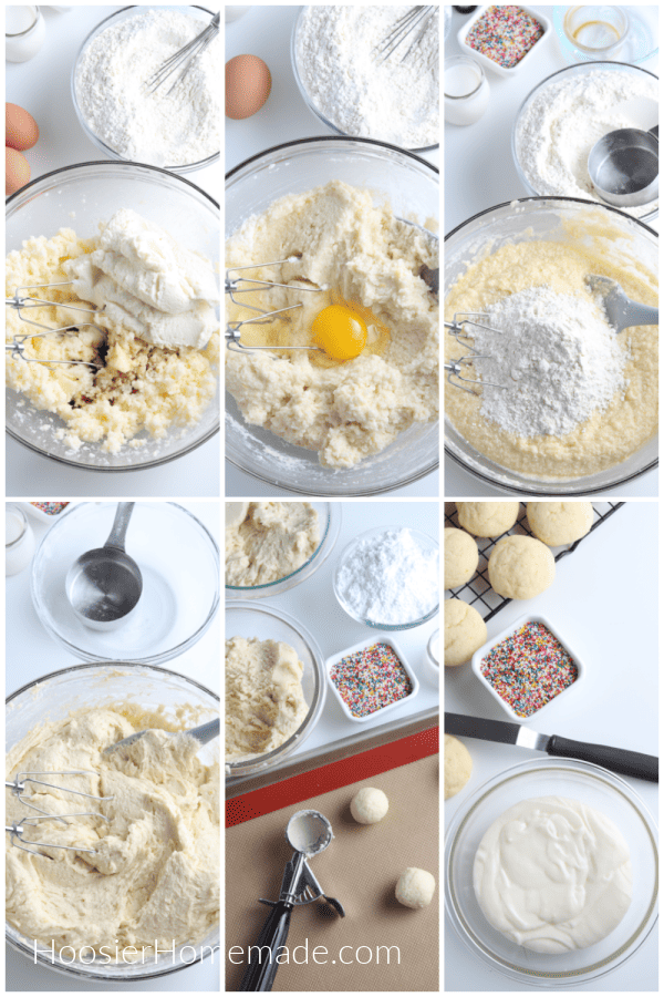 mixing cookies in clear glass bowl