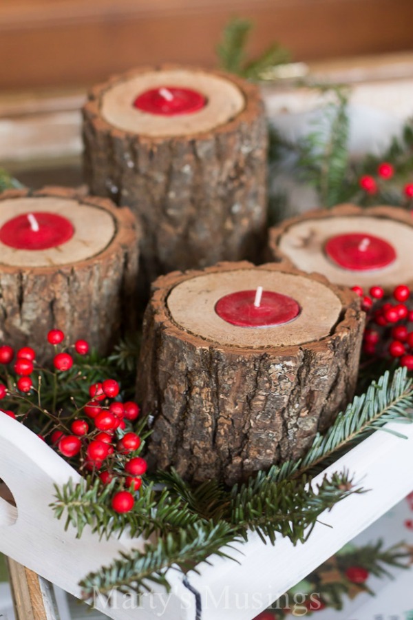 Rustic Wood Candle Holders: Holiday Inspiration - Hoosier Homemade