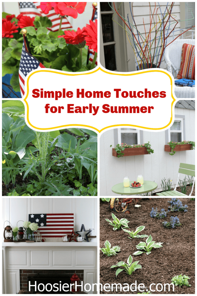 Simple home ideas for early summer including patriotic decor, porch styling, window boxes, and easy seasonal updates.