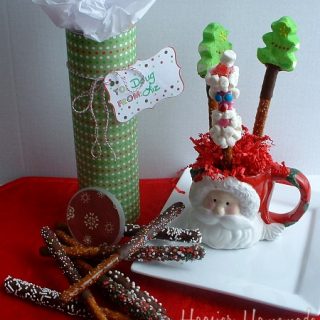 Chocolate Santa Pretzel Rods