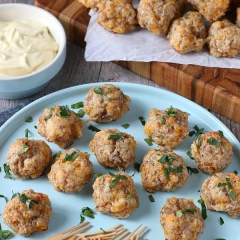 Sausage Balls on blue plate