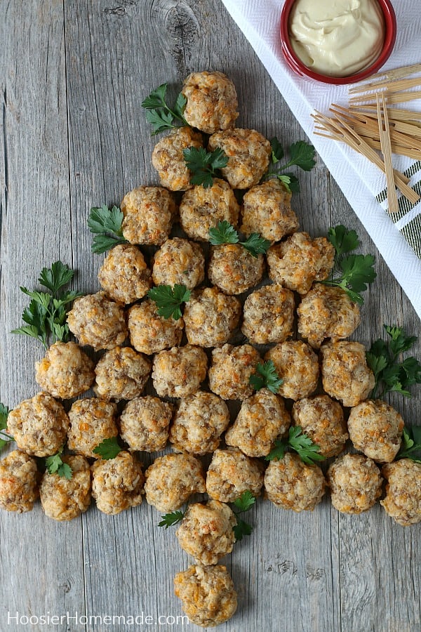 Sausage Balls formed into Christmas tree