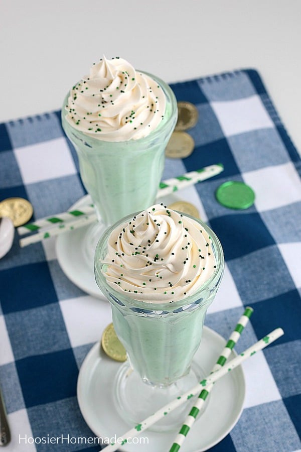 Shamrock Shake in tall glasses