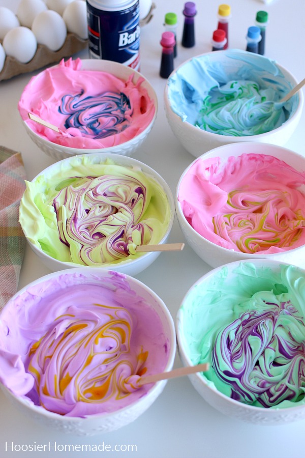 Shaving Cream mixed for Easter Eggs