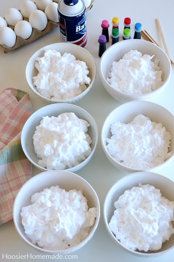 Shaving Cream and Food Coloring for Easter Eggs