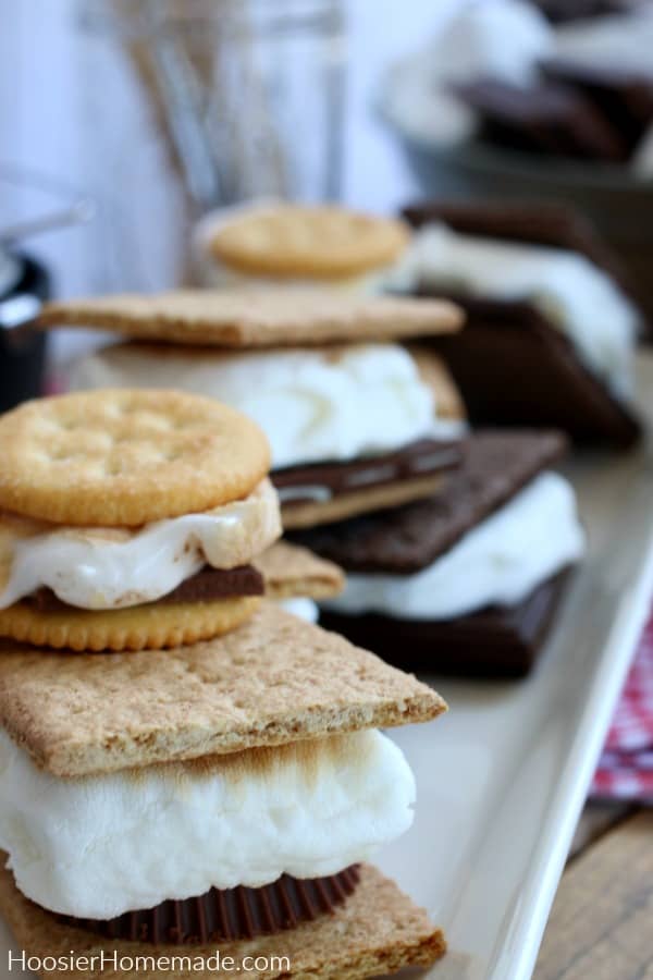 S'mores made with different crackers and marshmallows