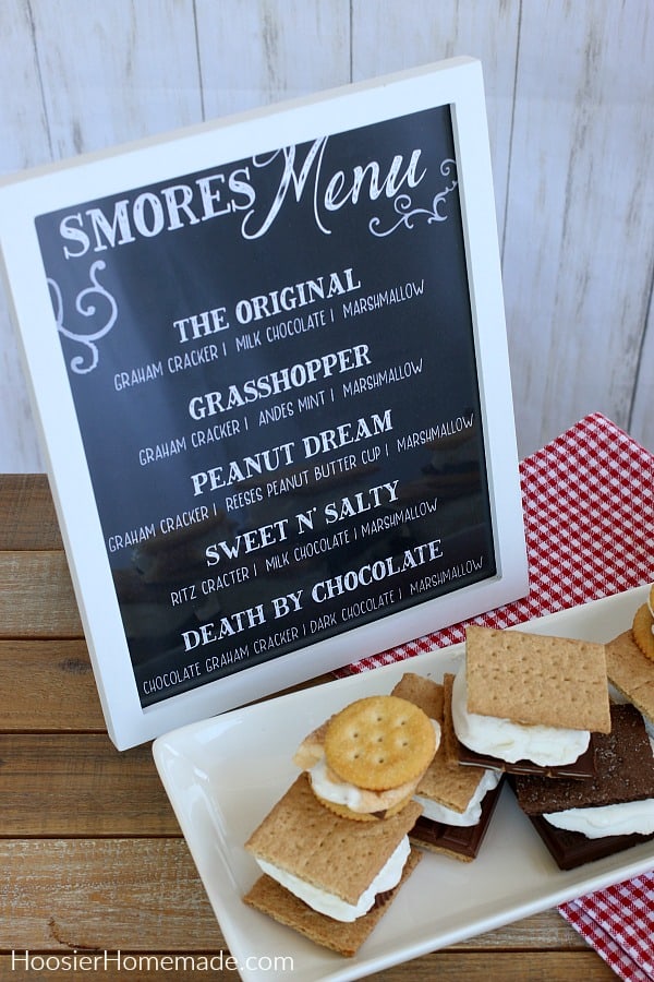 S'mores Menu printable