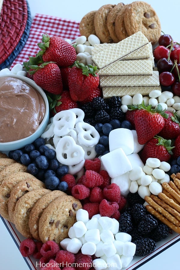 S'mores Dip on plate with fruit