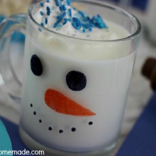 White Hot Chocolate served in Snowman Mug