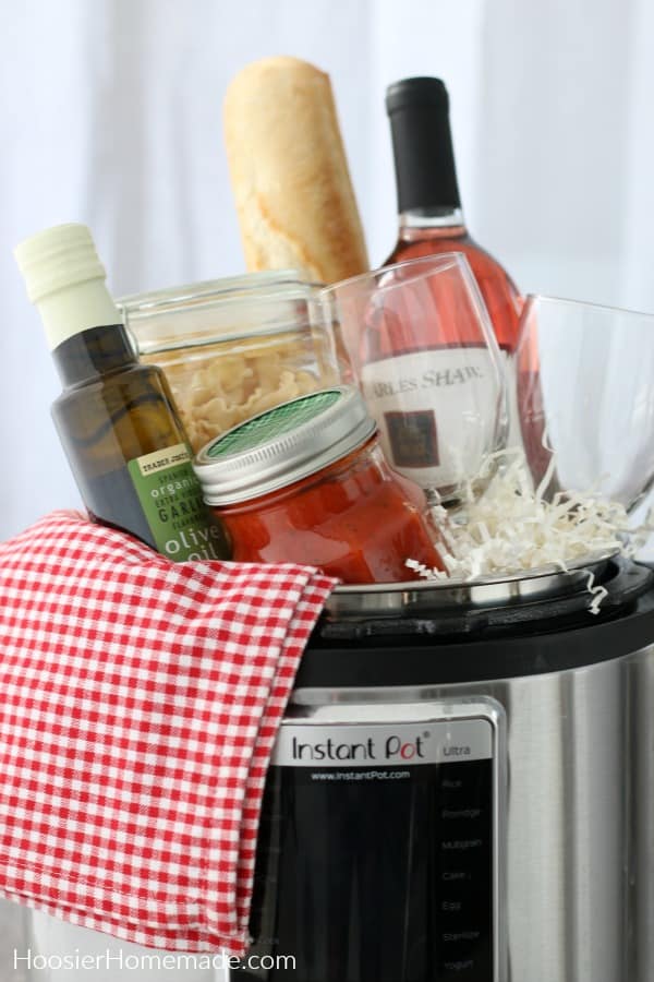 Instant Pot filled with Italian Dinner supplies