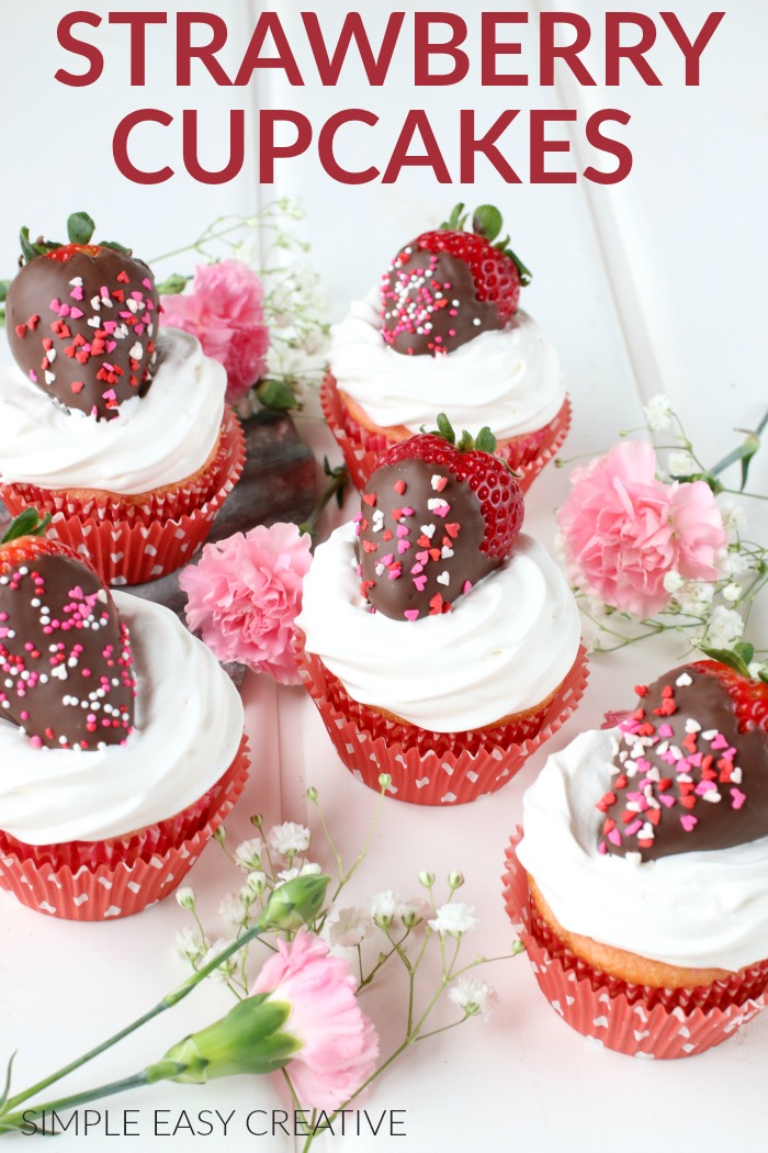 Strawberry Cupcakes with Marshmallow Frosting