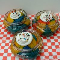 Superman Ice Cream Cupcakes in a Jar