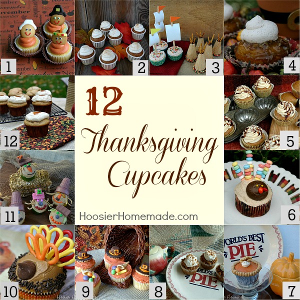 12 Thanksgiving Cupcakes + Printables