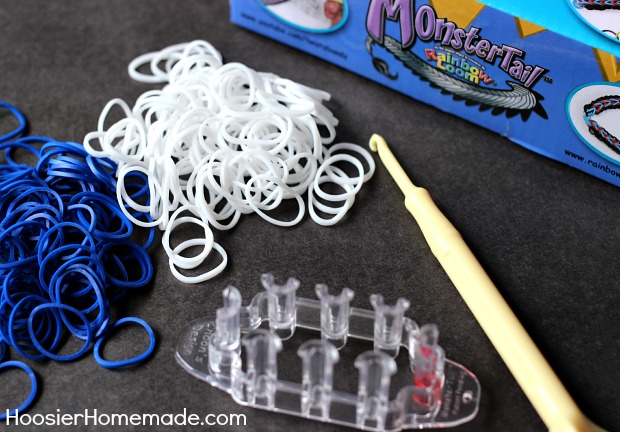 How to Make a Triple Fishtail Rubber Band Bracelet | Directions on HoosierHomemade.com